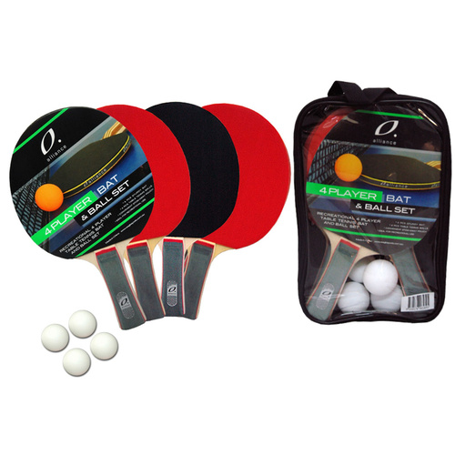 ALLIANCE 4 PLAYER BAT AND BALL TABLE TENNIS SET