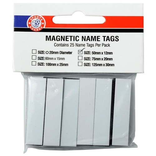 Replacement Magnetic Name Tags [Size: 50mm x 12mm White]